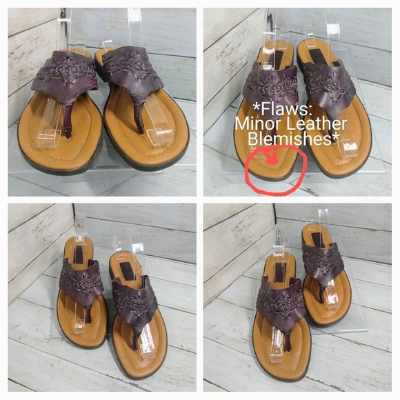 Duck Head Wmns 9M Plum Purple Braided Leather Thong SlipOn Pool Park Sandals - Picture 5 of 6